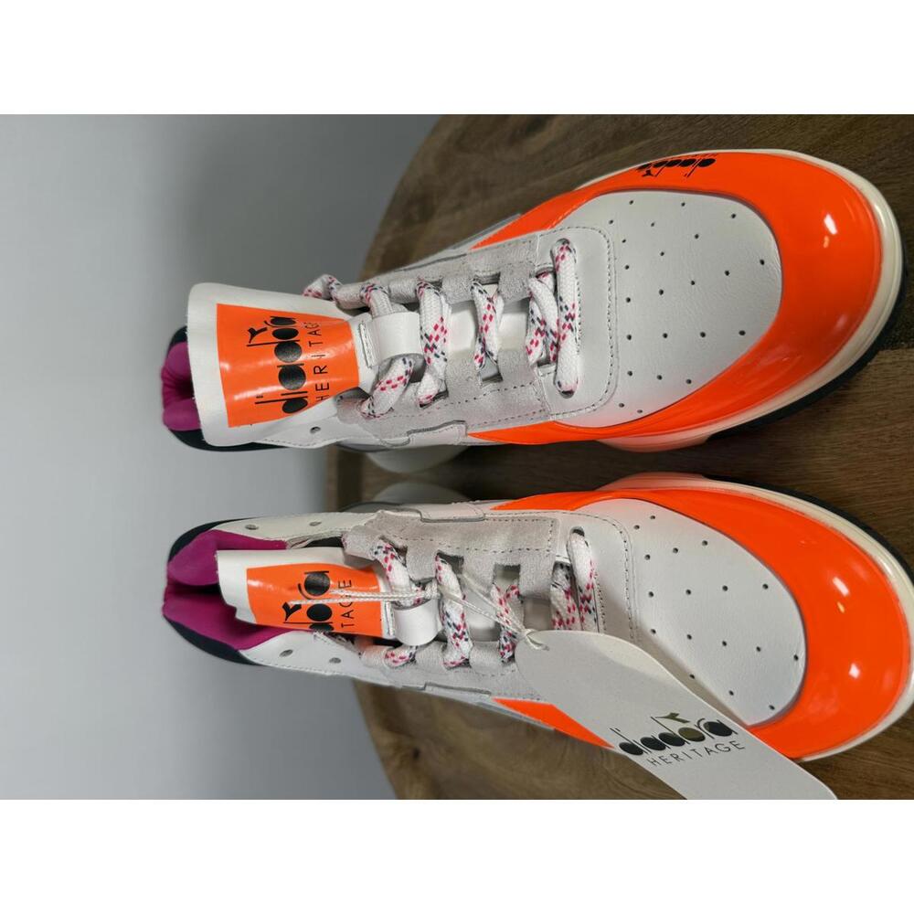 Diadora Heritage Women’s High-Top Sneakers White/Orange Pink Size 6.5 NWB - Picture 4 of 12